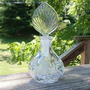 Princess House Crystal Floral Perfume Bottle with Stopper